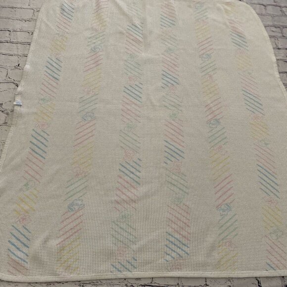 Vintage Baby Morgan Cozy‎ Bear Pastel Blanket Thermal Waffle Weave Security EUC - Picture 8 of 16